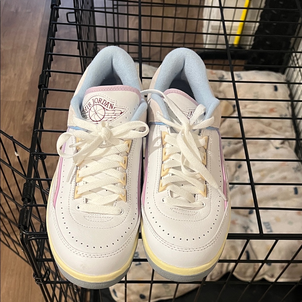 Jordan women’s Low-Top Sneakers - White with Pink & Light Blue